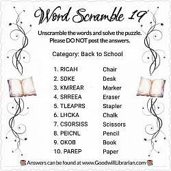 Word Scramble 19 Answers