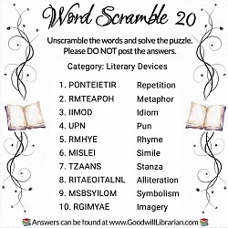 Word Scramble 20 answers